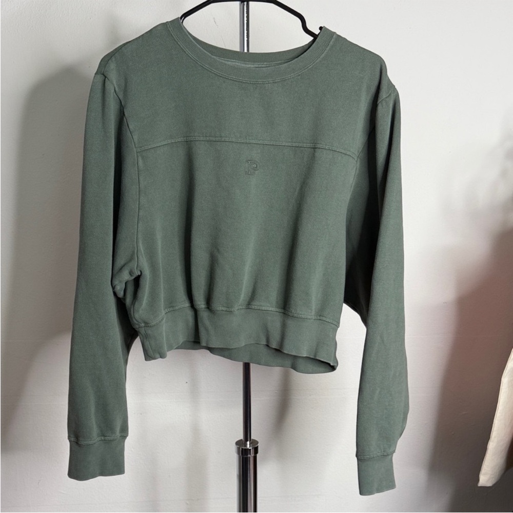 VS PINK Campus Fleece Yoke-Seam Crew Sweatshirt